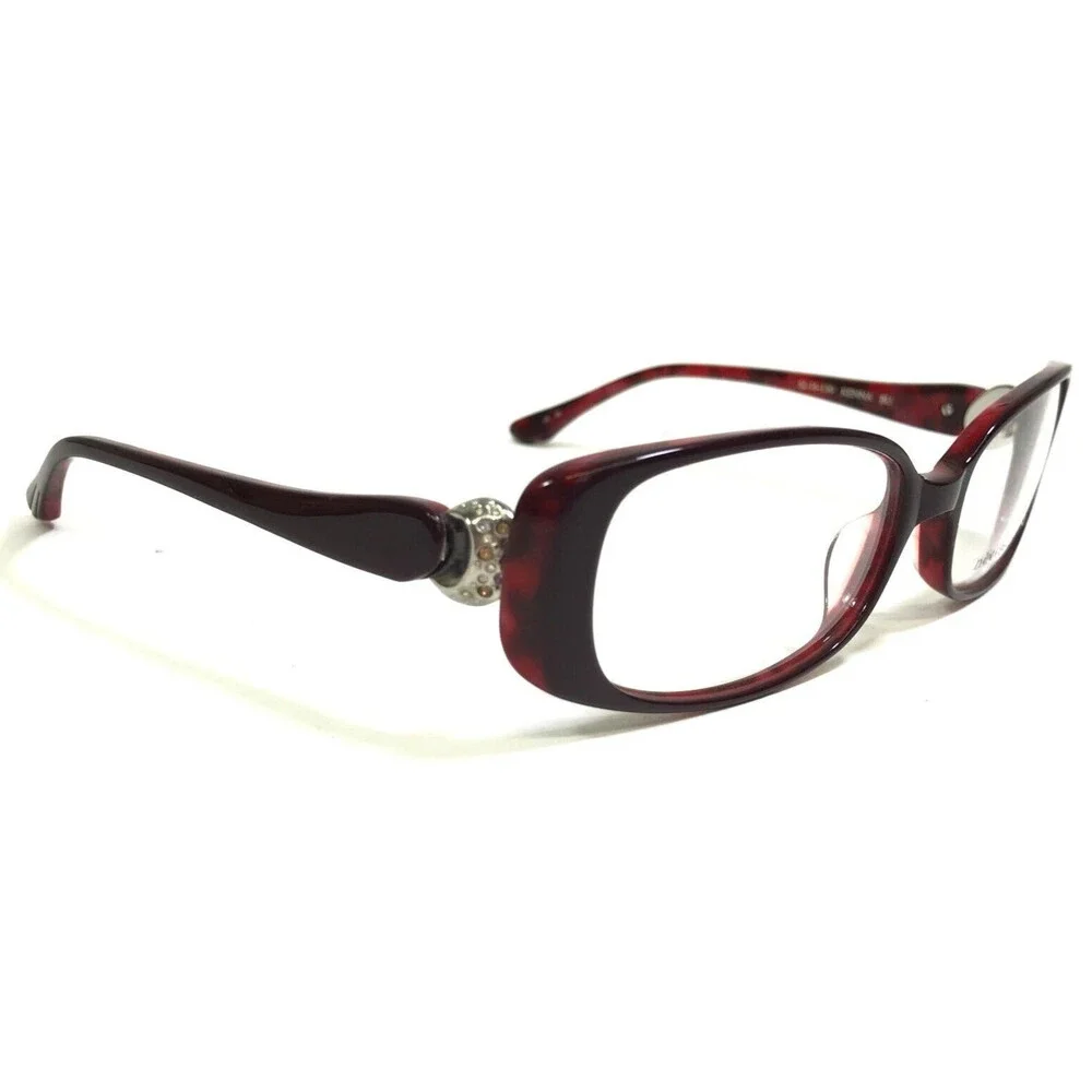 Dana Buchman Eyeglasses Frames KENNA BU Burgundy Red Silver Crystals 52-16-130